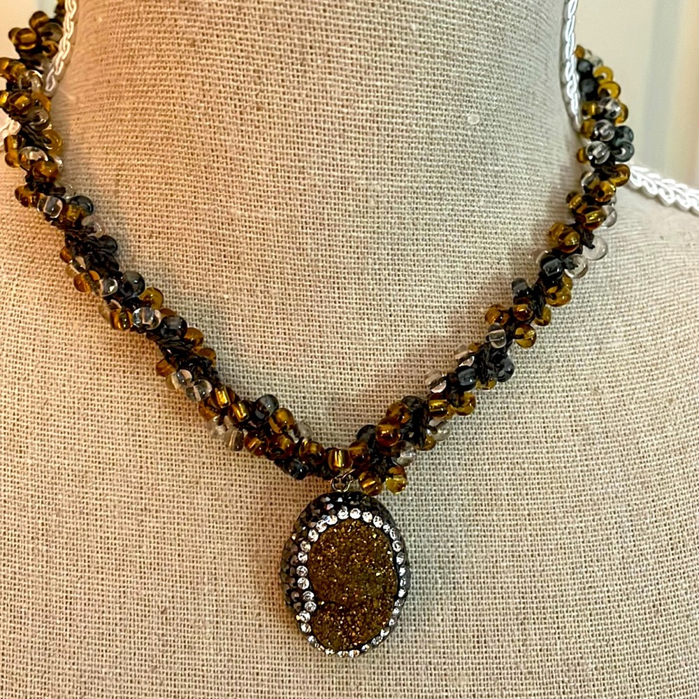 Druzy and crystal necklace